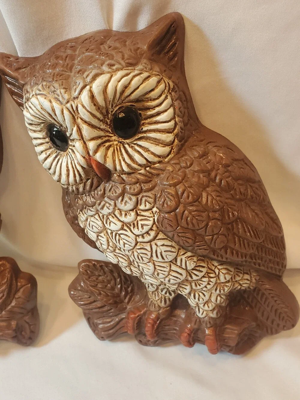 Homco Vtg 1970's Brown Foam Owl Wall Hangings Rustic Wall Decor. Set Of 2